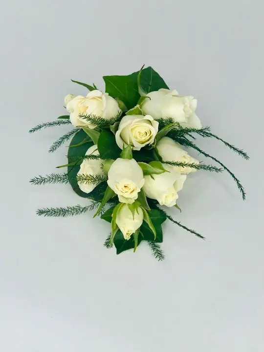 White Spray Rose Corsage with Eucalyptus