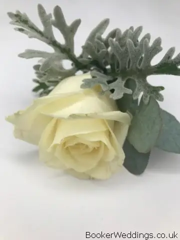 White Rose and Silver Foliage Buttonhole