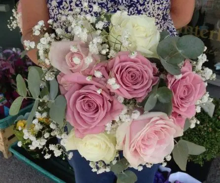 Dusky Pink Pale Pink and cream Rose Bridesmaid Bouquet