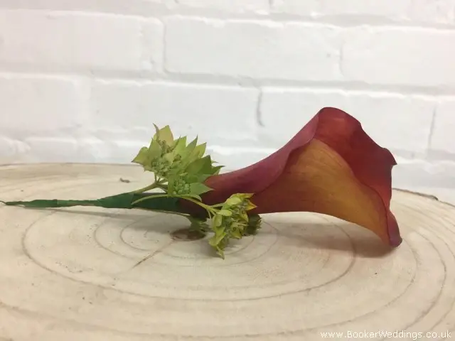 Buttonhole Mango Calla Lily and Burperlum for Wedding Party
