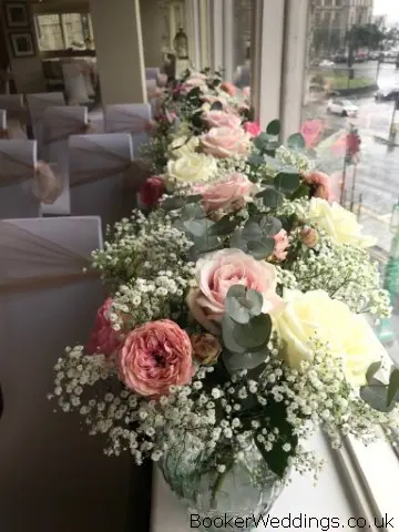 Pink and White Wedding Venue Flowers