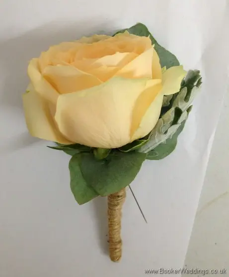 Peach Rose Grooms Buttonhole