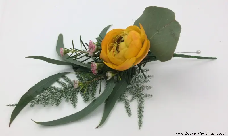 Orange Ranunculus Buttonhole for Wild Wedding