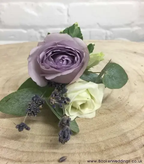 Ladies Buttonhole for Vintage Wedding in Lilac