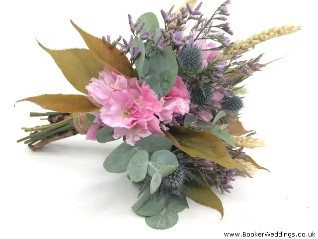 Bridesmaid Bouquet with Cherry Blossom and Wheat