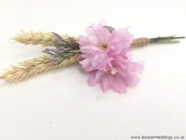 Cherry Blossom and Wheat Boutonniere