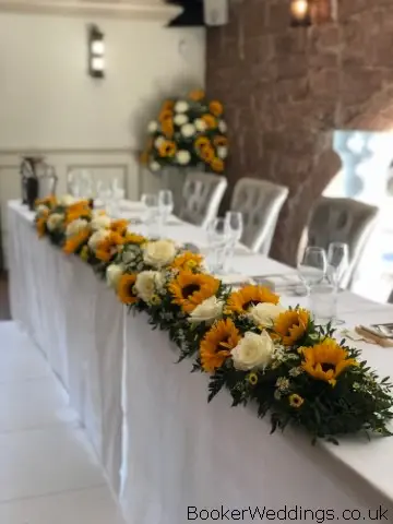 Sunflowers and Roses Top Table Arrangement
