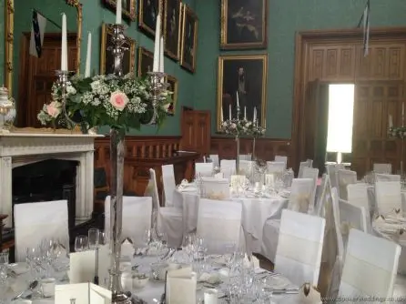 Blush Rose and Calla Lily Candelabra Arrangement Tall centrepiece at Knowsley Hall