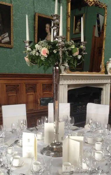 Blush Rose and Calla Lily Tall Candelabra Arrangement at Knowsley Hall