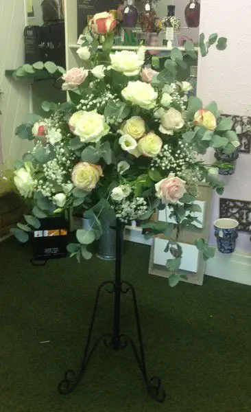 Pink Mix Rose Pedestal Arrangement 2