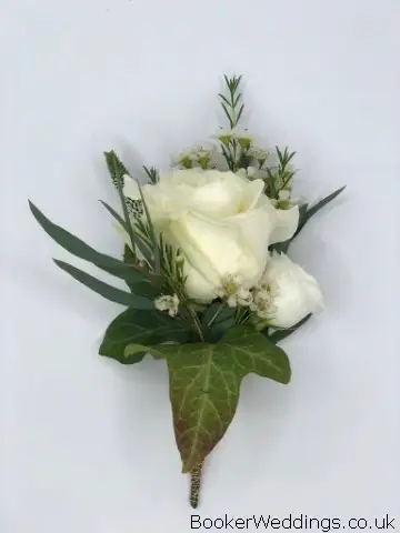 Groom Fancy White Rose Buttonhole