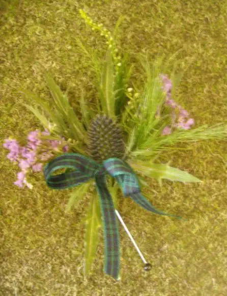 Blue Thistle and Black Watch Tartan Buttonhole