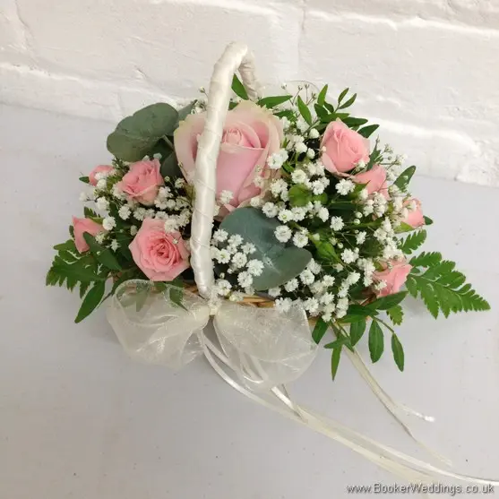 Blush pink and gypsy grass flowergirl basket