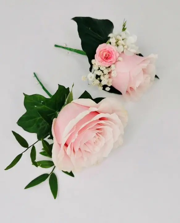 Pretty Pink Buttonholes for Groom and Groomsmen