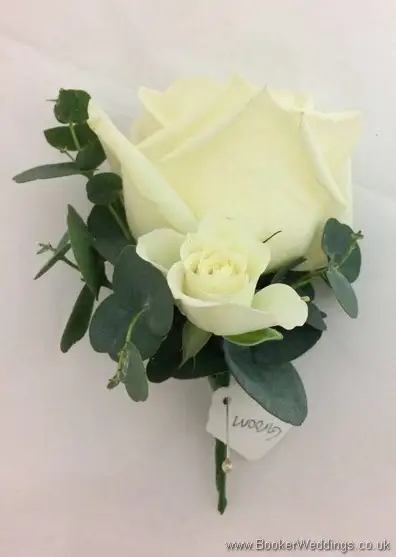 Ivory rose and greenery Grooms Buttonhole