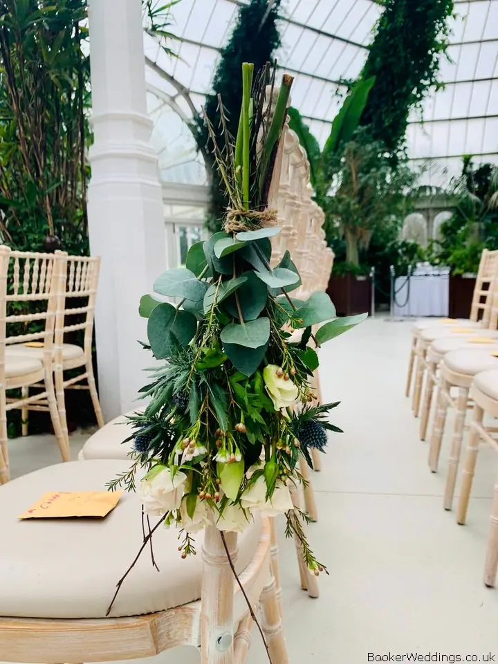 Flower Swag Palm House Winter Wedding