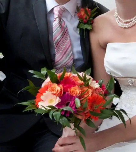 Brides Bouquet of Roses Germini and Carnations