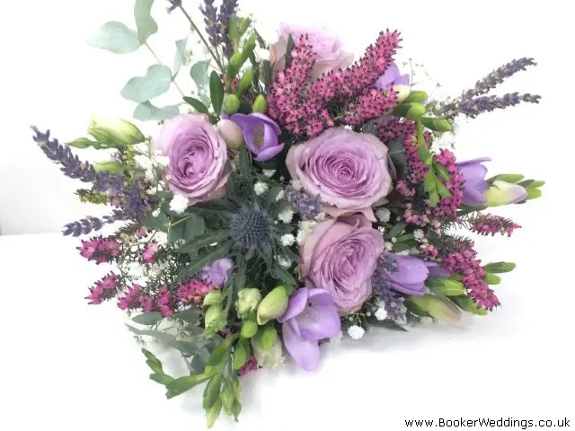 Bridesmaid Lilac Rose Lavender Heather and Gyp Handtied Posy