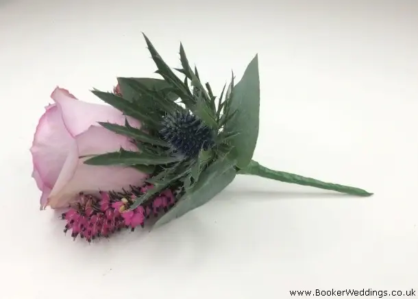 Lilac Rose Heather and Erynigum Buttonhole