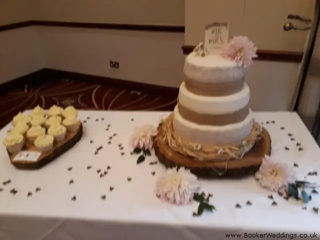 Cake Table Arrangement of Dahlias