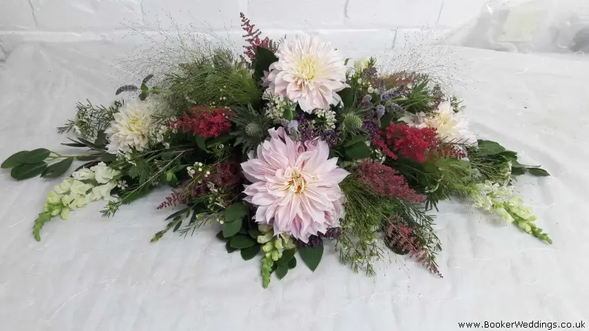 Top Table Arrangement for Wedding with Dahlias