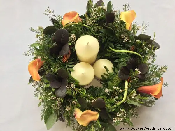 Wedding Flowers and Candles Centrepiece