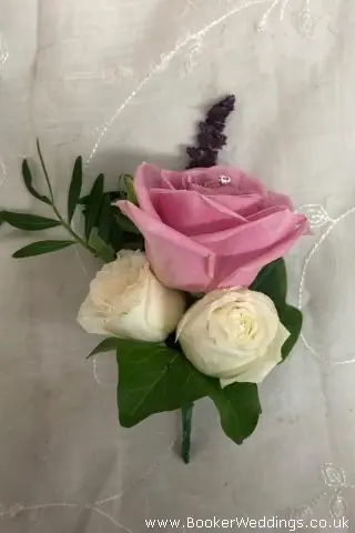 Blush Pink and Cream Rose Groom Buttonhole