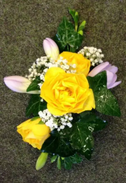 Yellow and Lilac Corsage