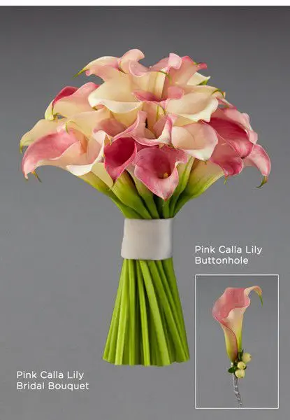 Modern Pink Calla Bridal Bouquet Buttonhole Vera Wang