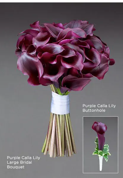 Modern Purple Calla Lilly Bridal Bouquet Buttonhole Vera Wang