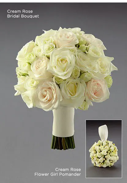 Romantic Cream Rose Bridal Bouquet and Pomander Vera Wang