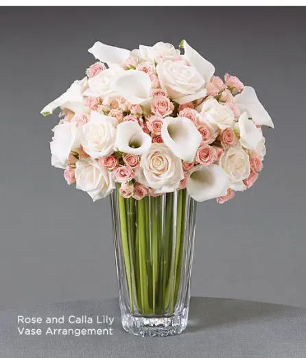 Romantic Pink Rose and Calla Vase Arrangement Vera Wang