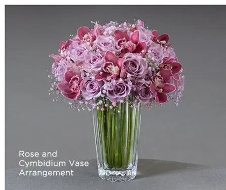 Traditional Lilac Rose and Orchid Vase Arrangement