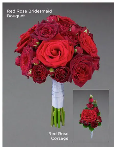 Traditional Red Rose Bridal Bouquet Corsage Vera Wang