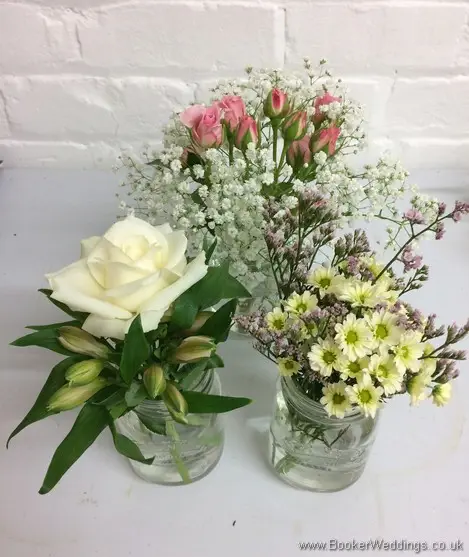 Jars of Flowers for Table Decorations