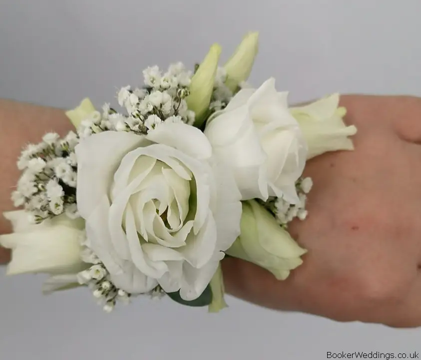 White Wrist Corsage for Mother of the Bride