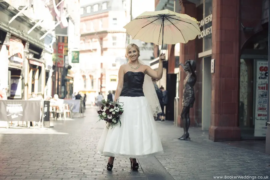 Wedding photo shoot at Hard Days Night Liverpool, featuring flowers from Booker Weddings, Liverpool Florists28