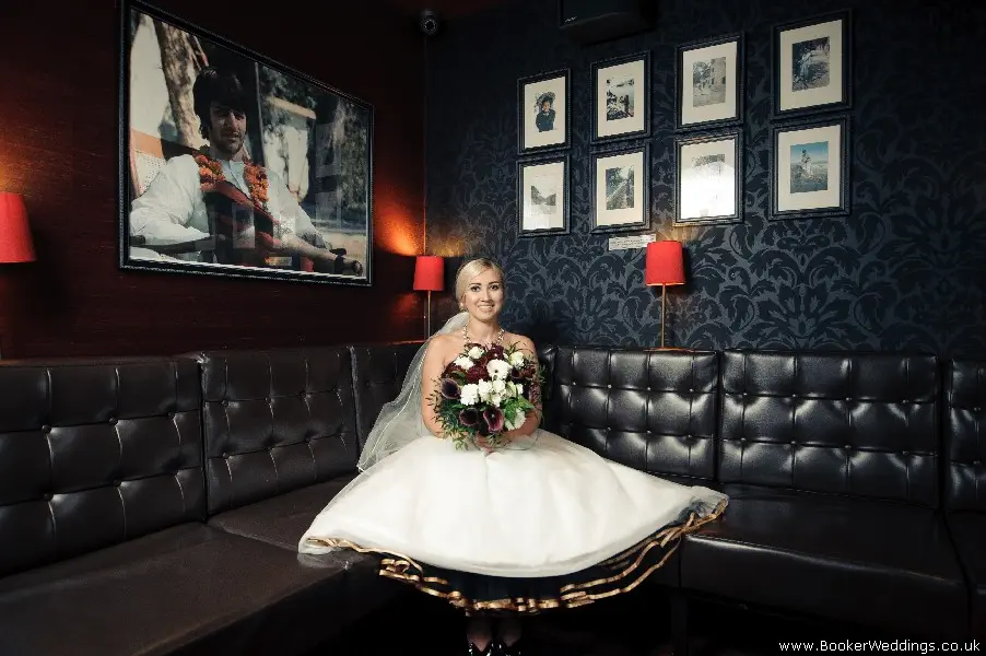 Wedding photo shoot at Hard Days Night Liverpool, featuring flowers from Booker Weddings, Liverpool Florists40