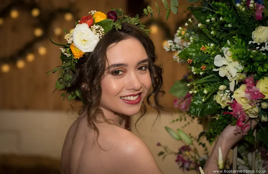 Wedding photo shoot at Wellbeing Farm, Bolton, featuring flowers from Booker Weddings, Liverpool Florists3